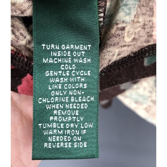 Lauren Ralph Lauren Floral Sleeveless Ruffle Top Womens XL Brown Fairy V-Neck - Picture 5 of 7